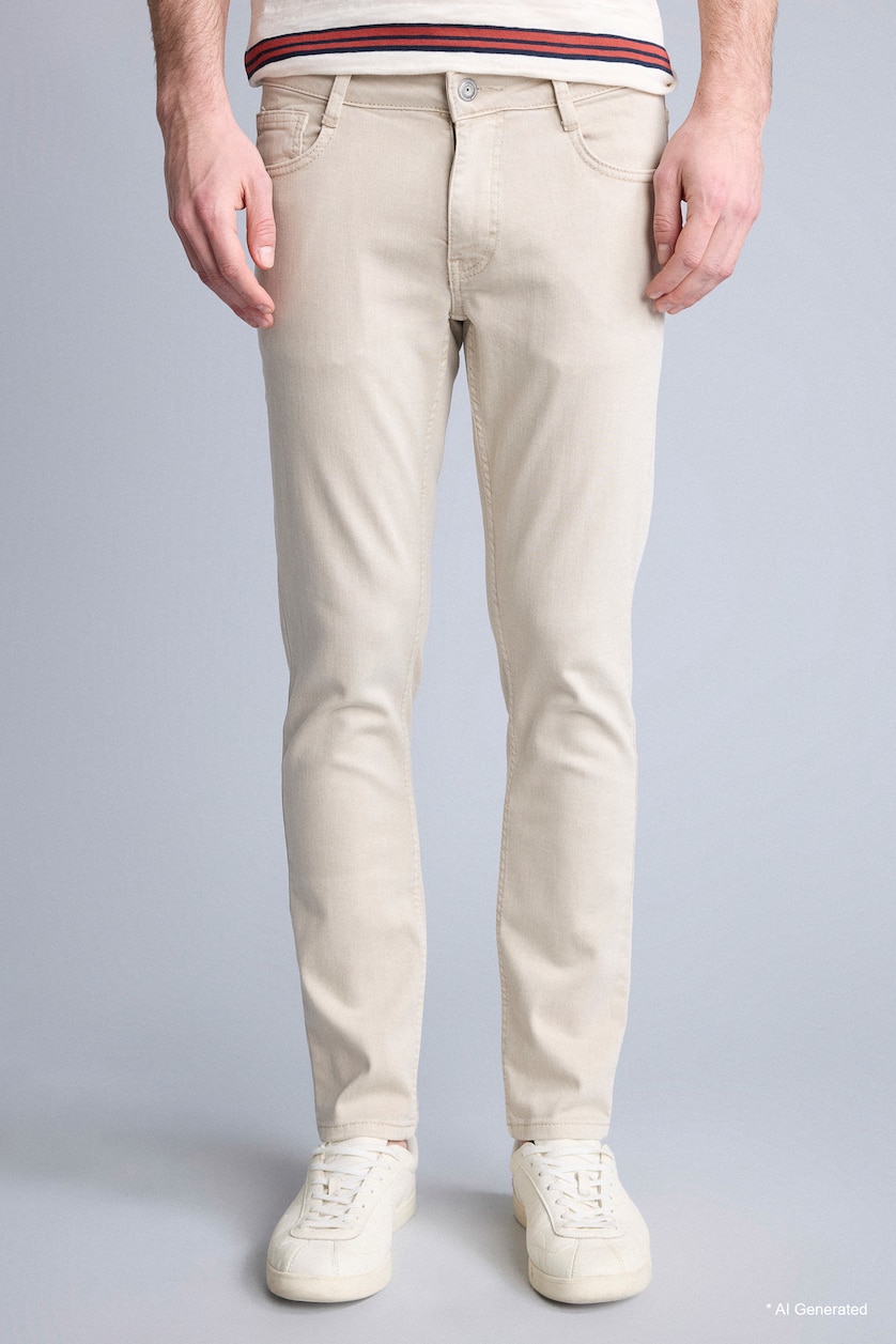 Men Light Brown Pedro Slim Fit Trousers