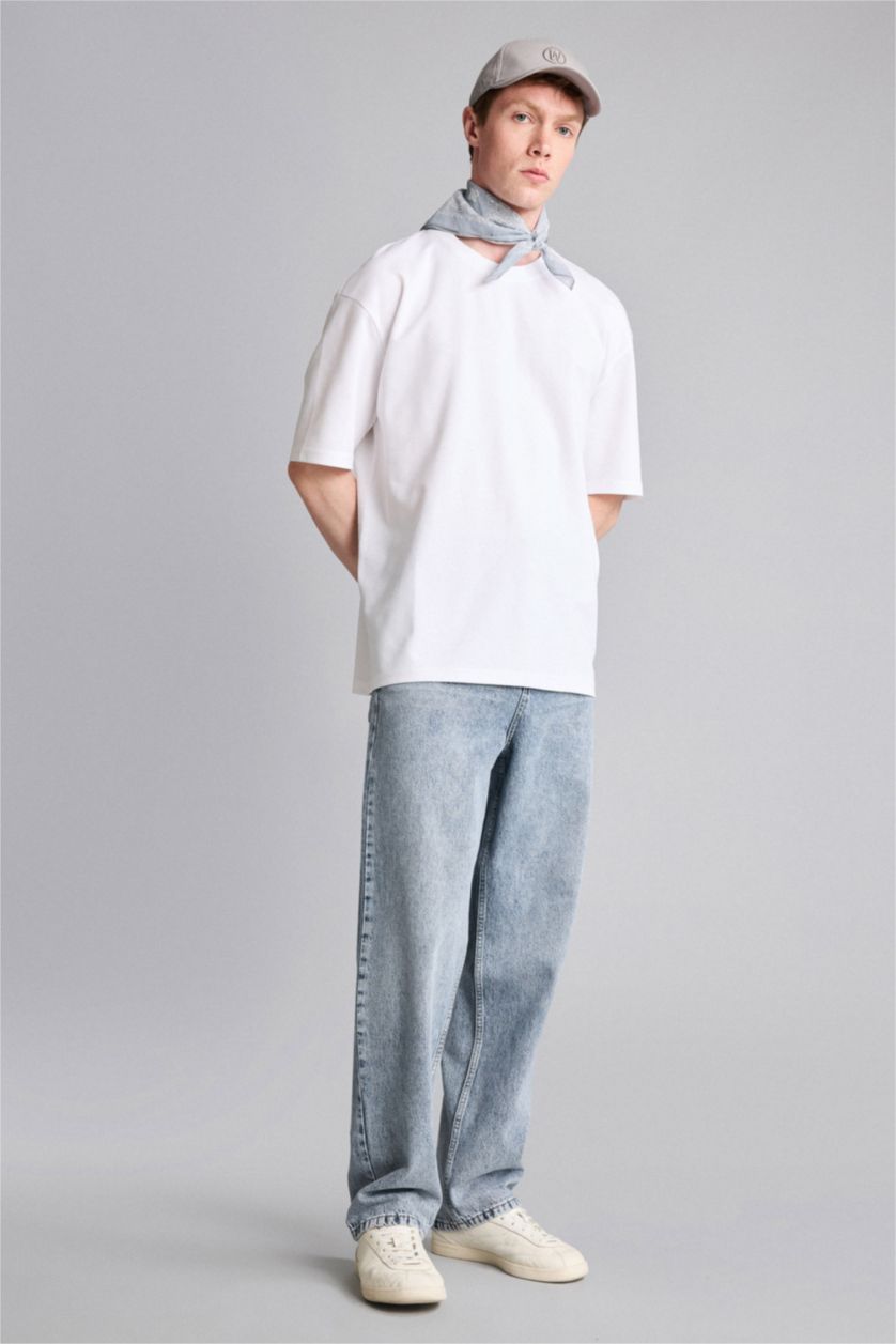 Erkek Açık Gri Baggy Fıt Pantolon