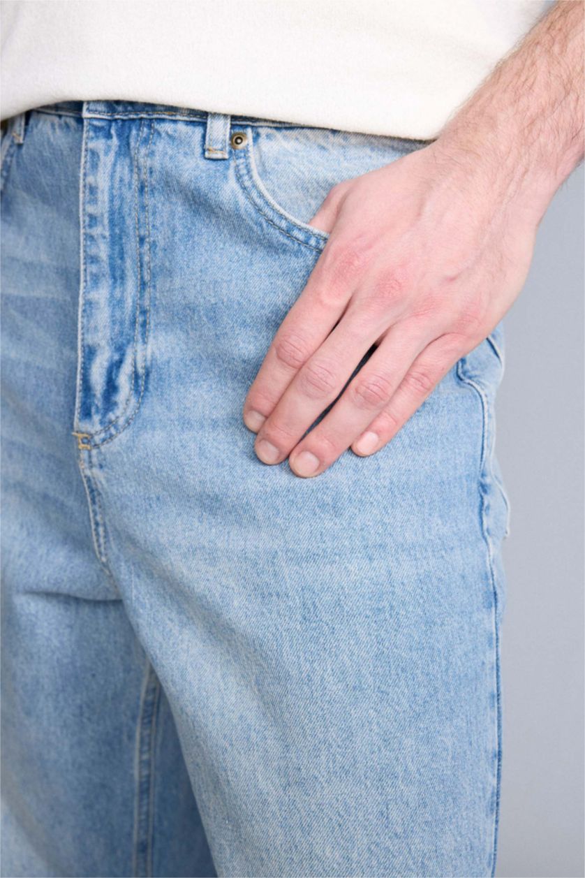 Erkek Açık Mavi Baggy Fıt Pantolon