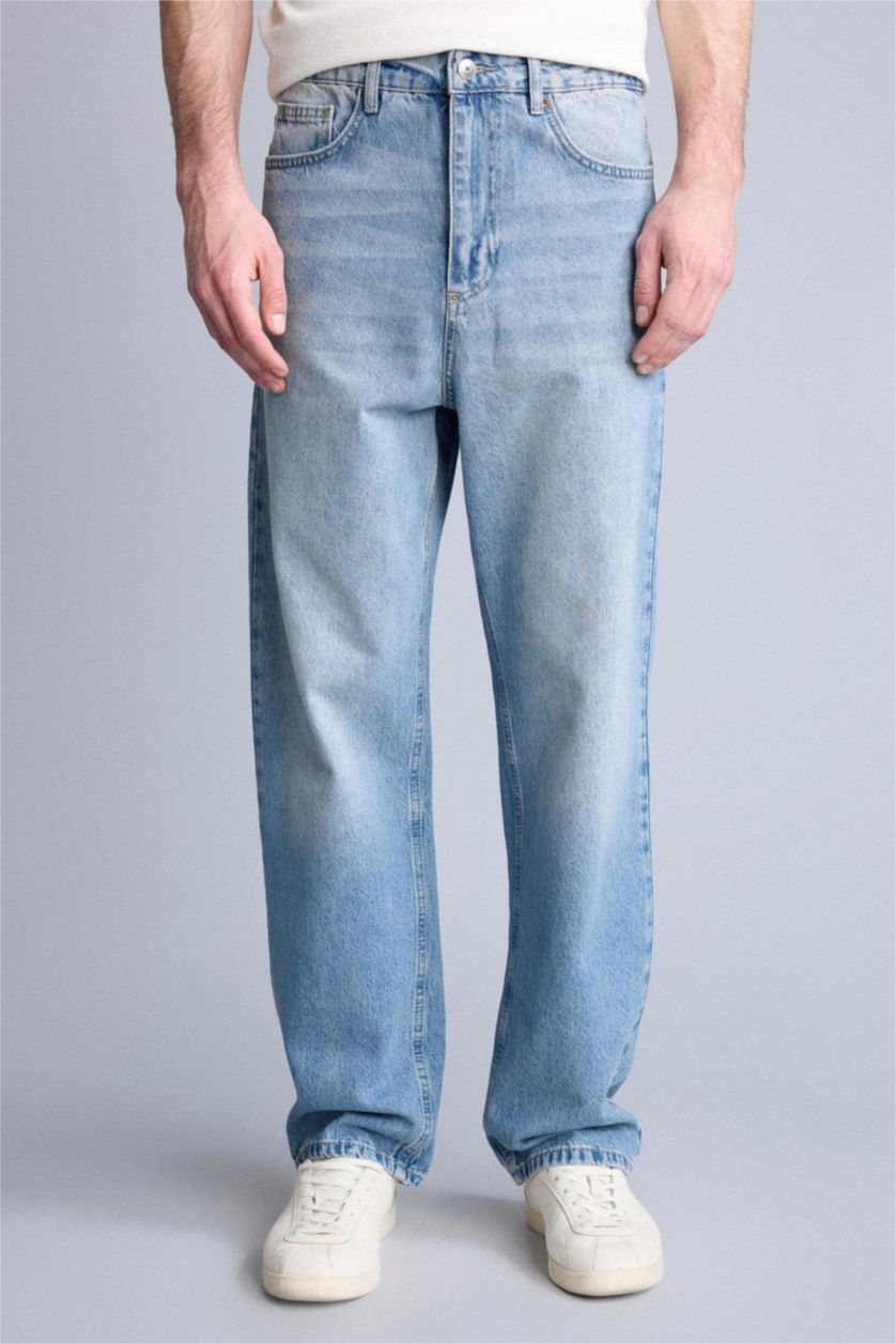 Erkek Açık Mavi Baggy Fıt Pantolon