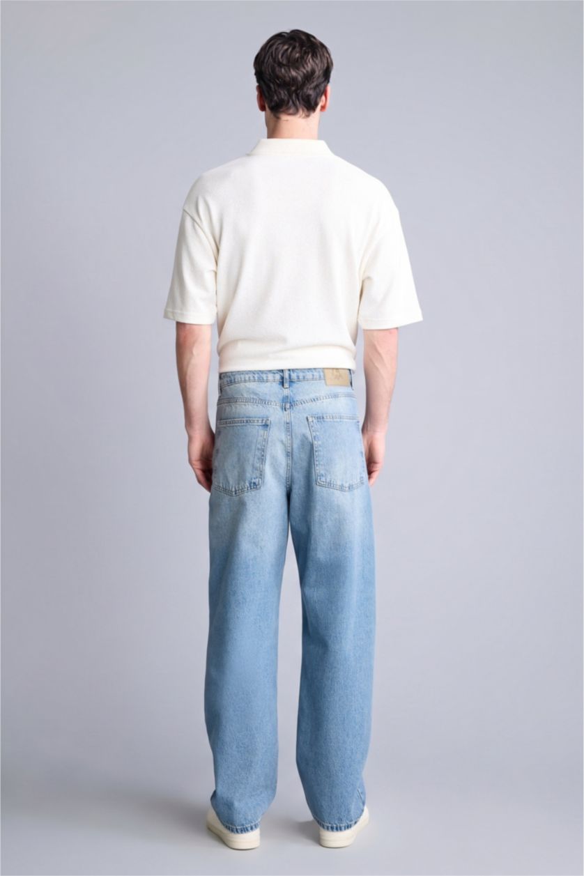 Erkek Açık Mavi Baggy Fıt Pantolon