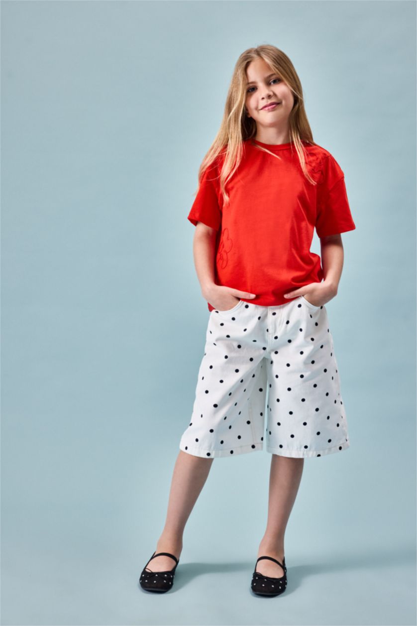 GIRLS & TEENS Red Embroidered Short Sleeve T-Shirt
