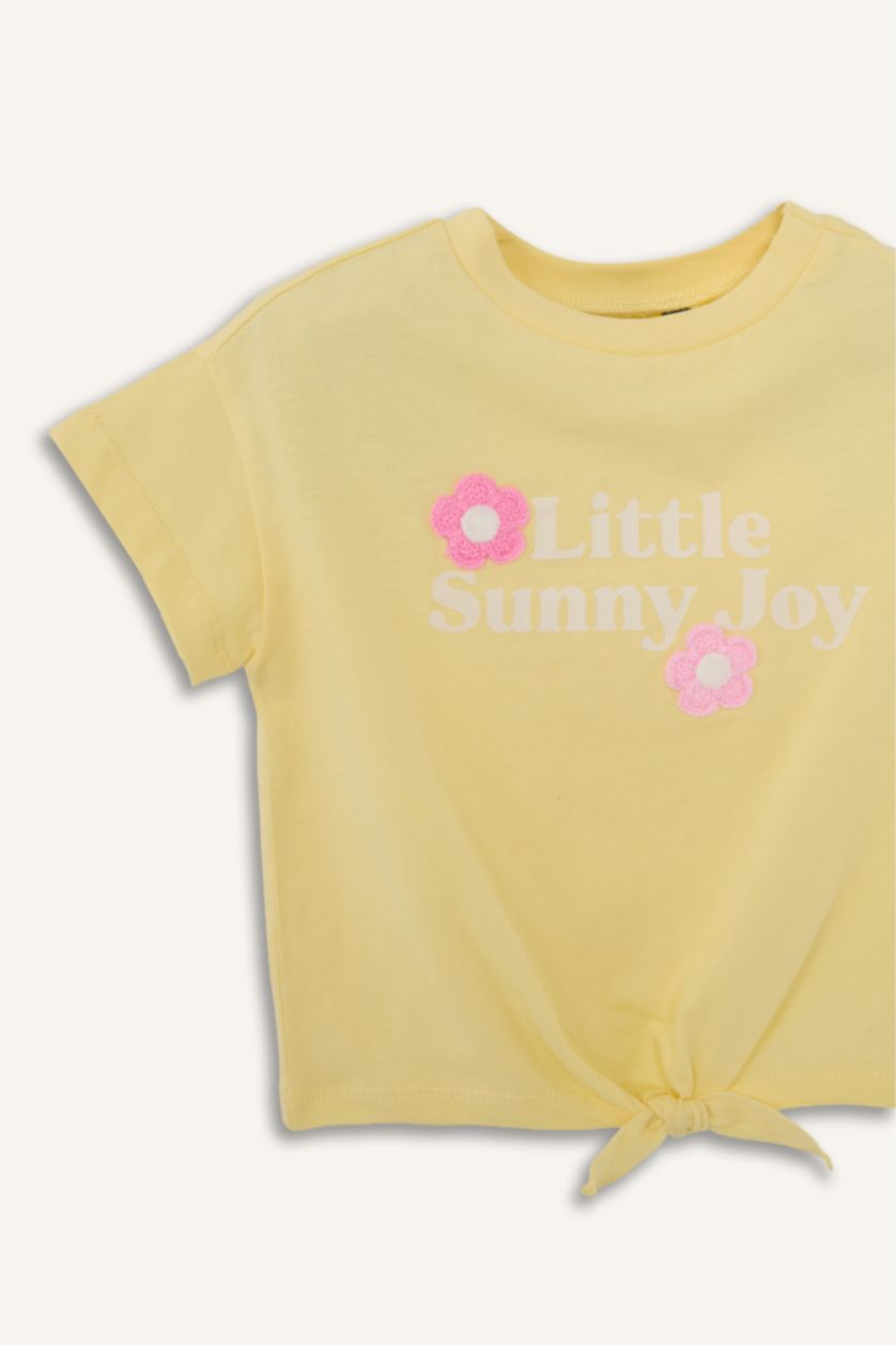 Kız Bebek Sarı Kısa kollu Çiçek desenli Tişört Kız Bebek