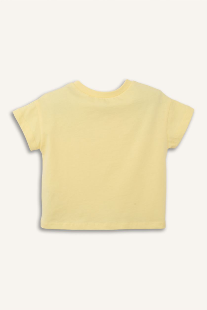 Kız Bebek Sarı Kısa kollu Çiçek desenli Tişört Kız Bebek
