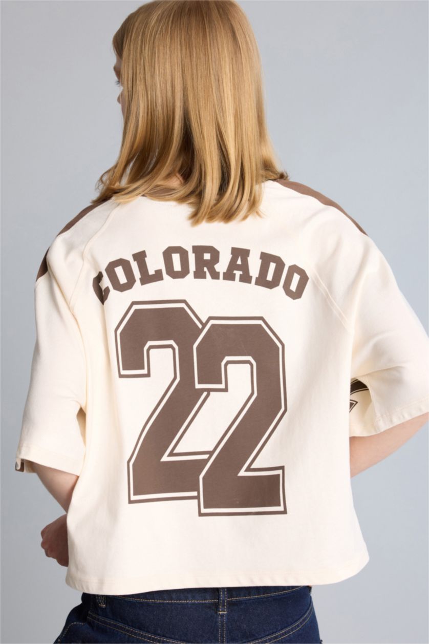 Woman Beige Oversize Fit Short Sleeve T-Shirt