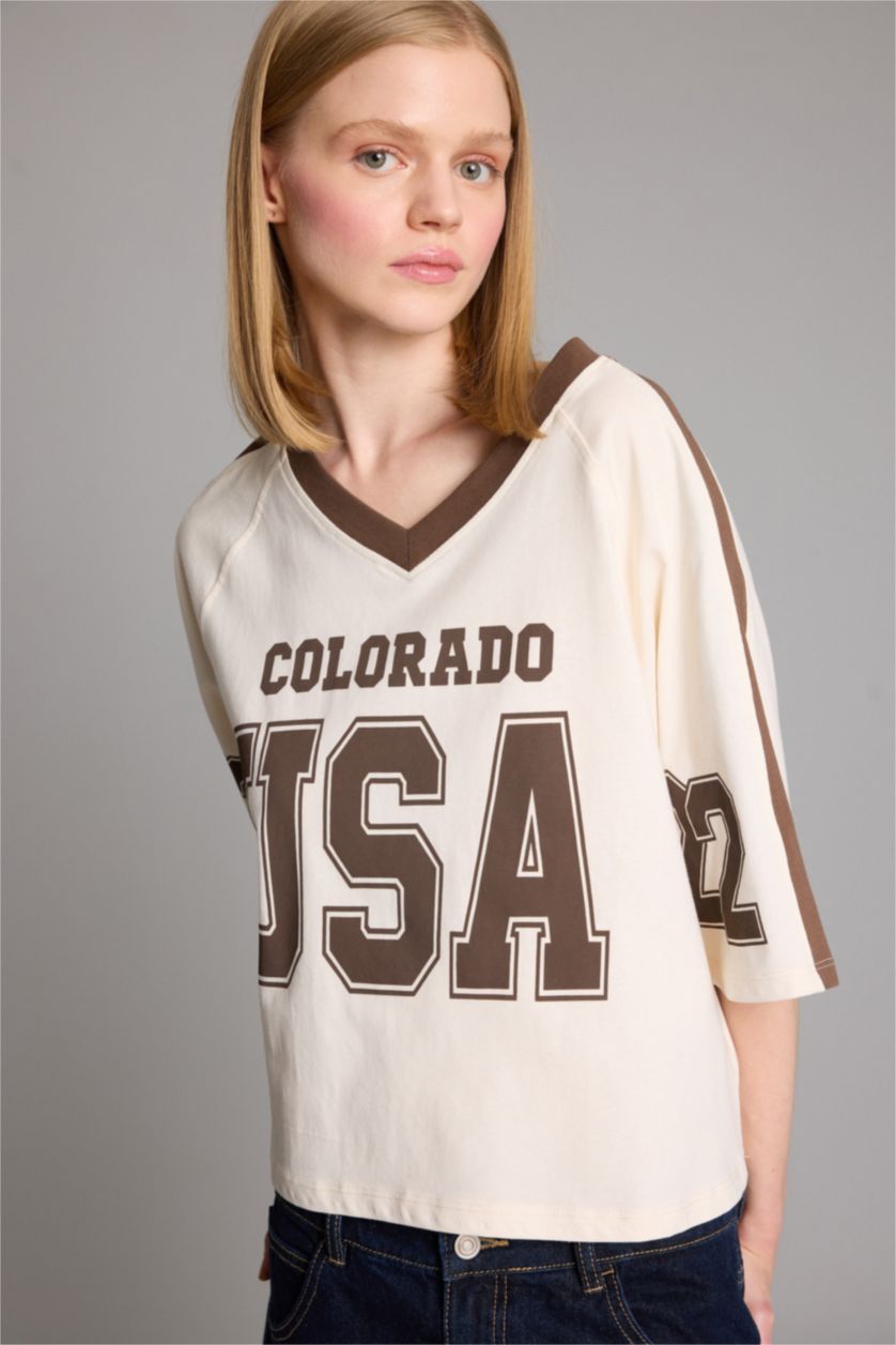 Woman Beige Oversize Fit Short Sleeve T-Shirt