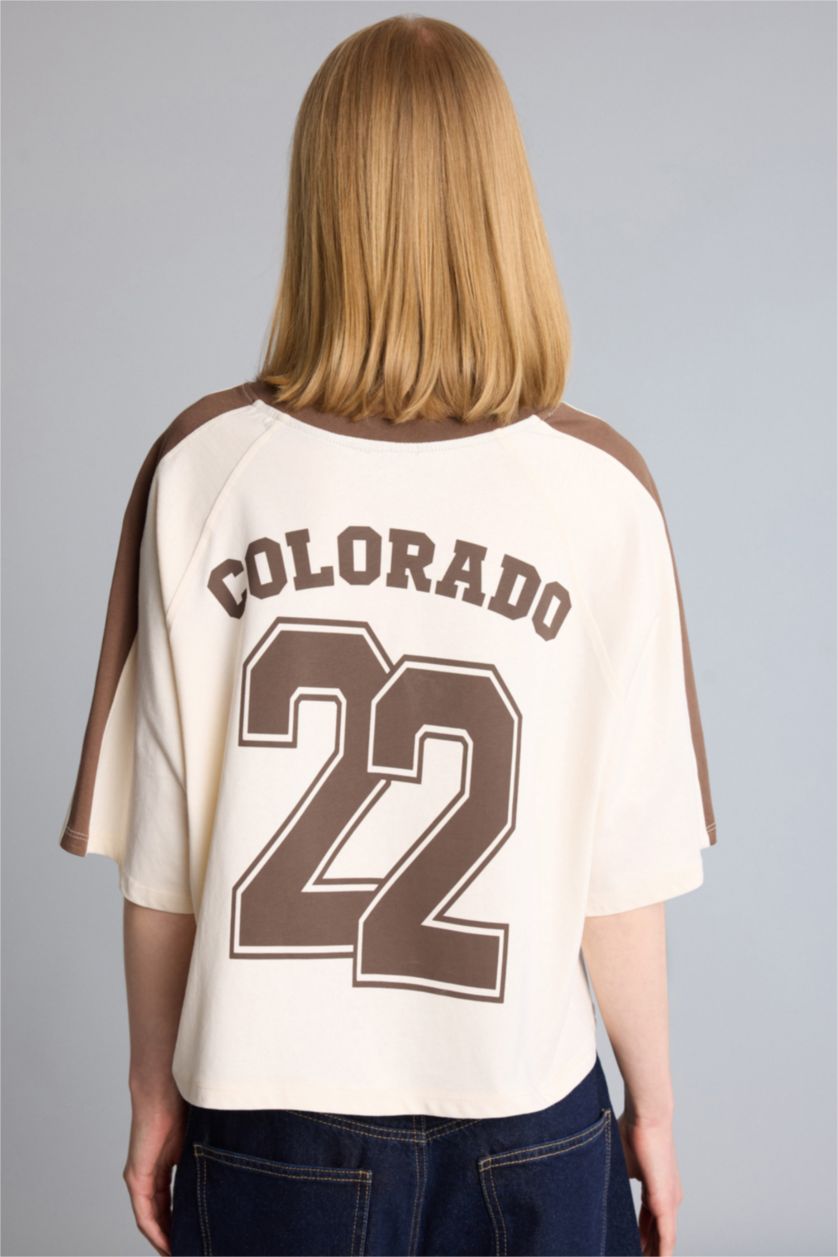 Woman Beige Oversize Fit Short Sleeve T-Shirt