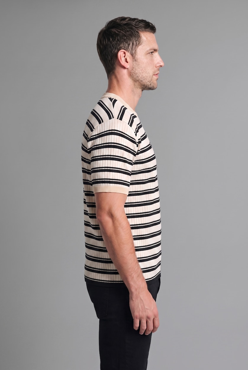 Men Ecru Relax Fit Knitwear Short Sleeve T-Shirt