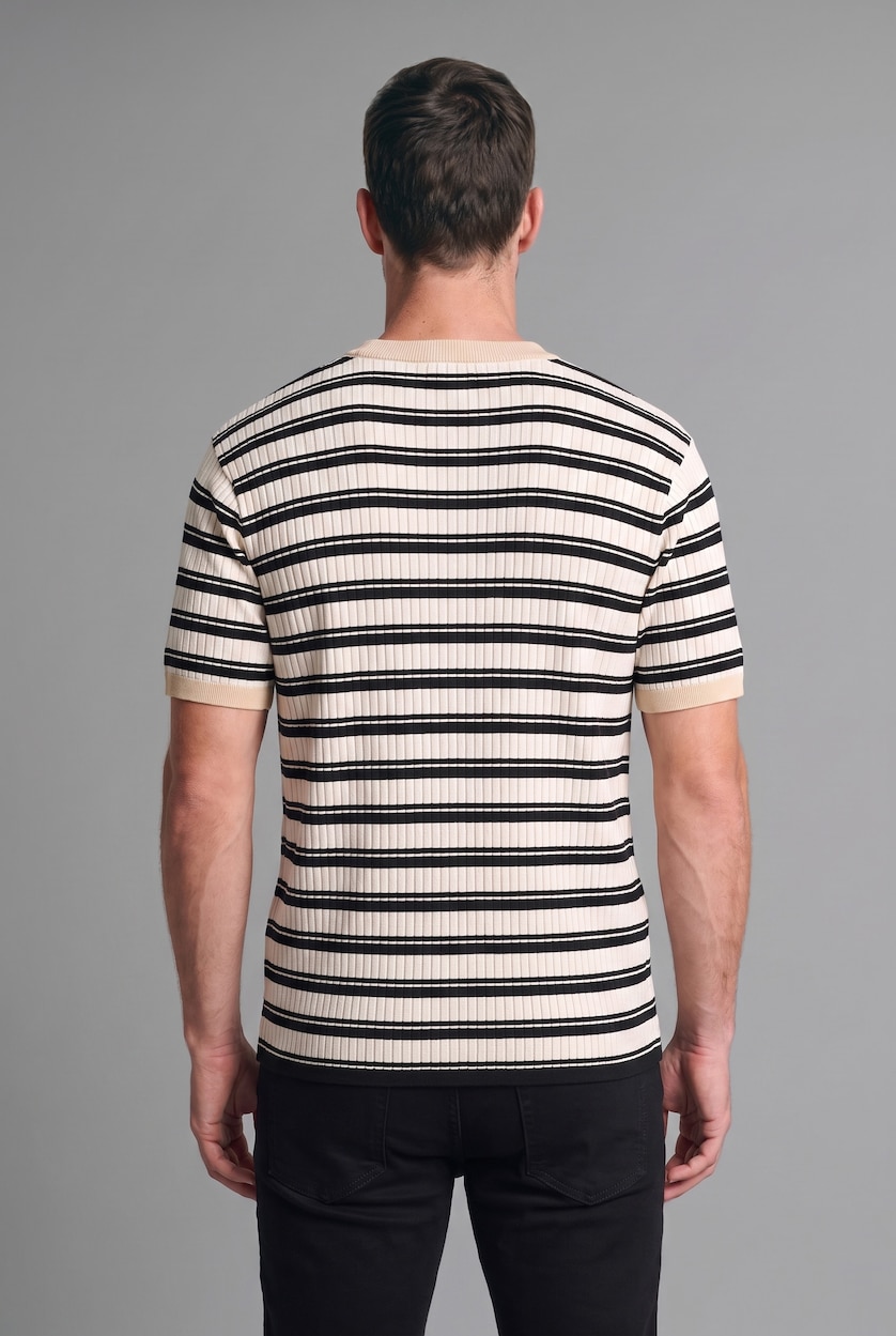 Men Ecru Relax Fit Knitwear Short Sleeve T-Shirt