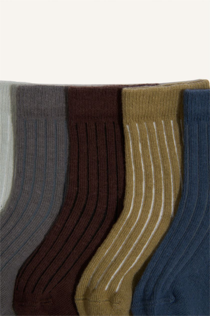 Erkek Bebek Karma Kaydırmaz Taban 5'li Pamuklu Patik Çorap Erkek Bebek