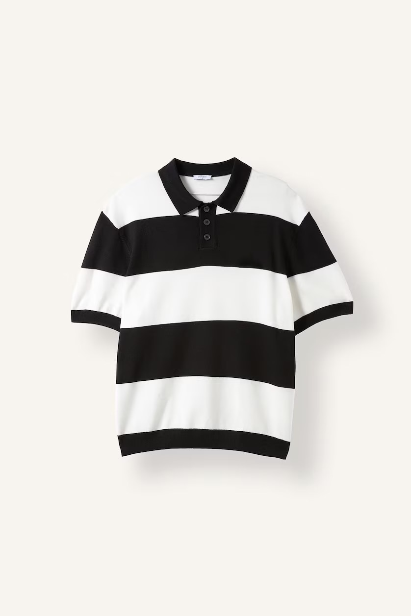 MAN Black Relax Fit Knitwear Short Sleeve Polo T-Shirt