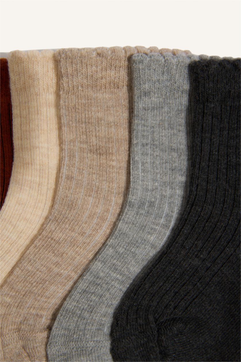 Kız Bebek Karma 5'li Pamuklu Uzun Çorap Kız Bebek