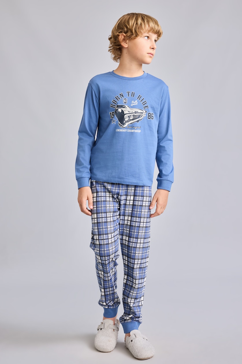 Young Boys - Teen Boys Blue 2 piece Regular Fit Knitted Pyjamas