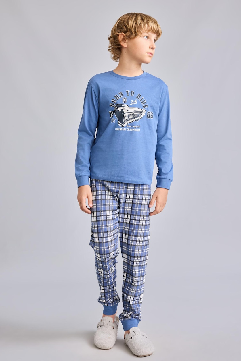 BOYS & TEENS Blue Boy Regular Fit 2 Piece Pyjama Set