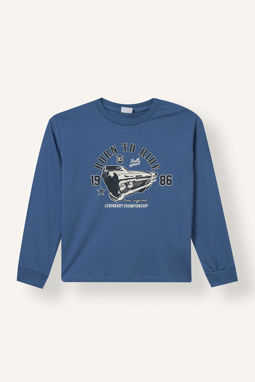 BOYS & TEENS Blue Boy Regular Fit Printed Pyjama Set
