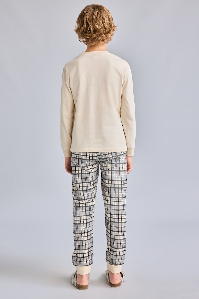 Young Boys - Teen Boys Beige 2 piece Regular Fit Knitted Pyjamas