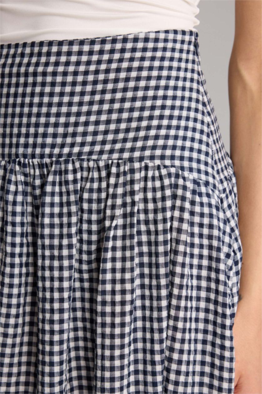 Kadın Lacivert A Kesim Pötikareli Maxi Etek