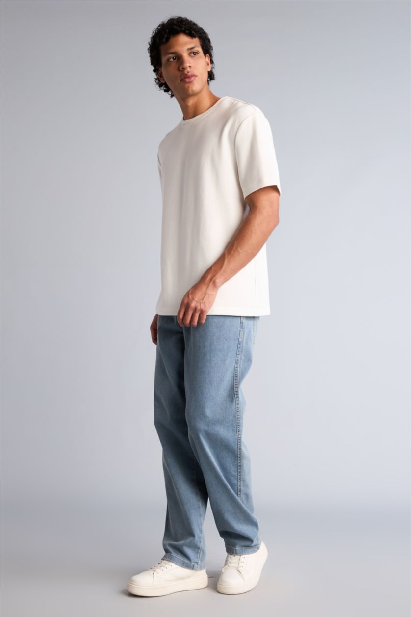 Erkek Açık Mavi Geniş Paça Pantolon