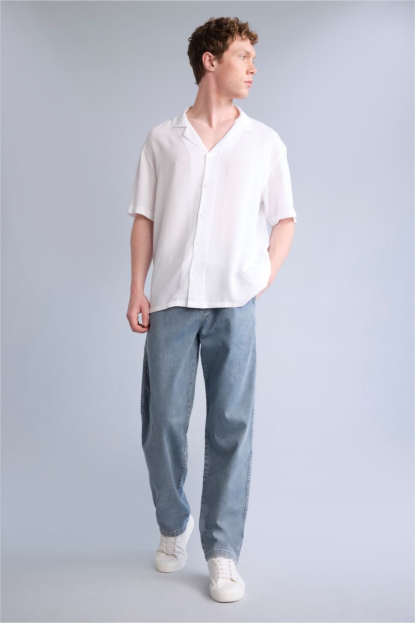 MAN Blue Grey Wide Leg Trousers