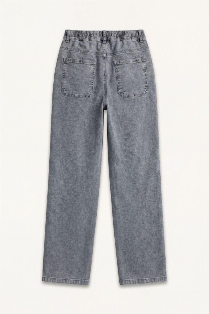 Men Blue Grey Wide Leg Trousers