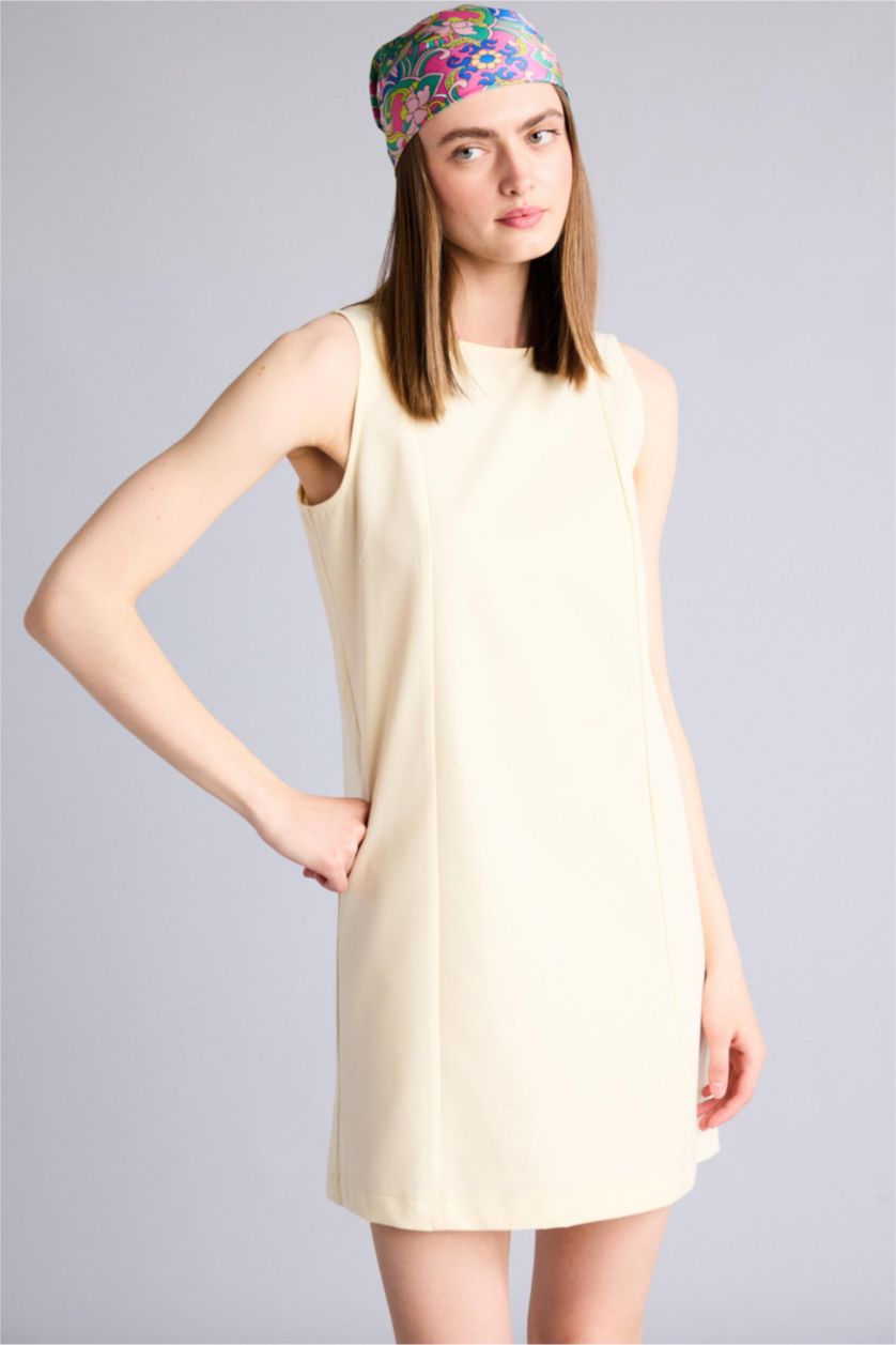 Women Light Yellow Linen Look Midi Dress