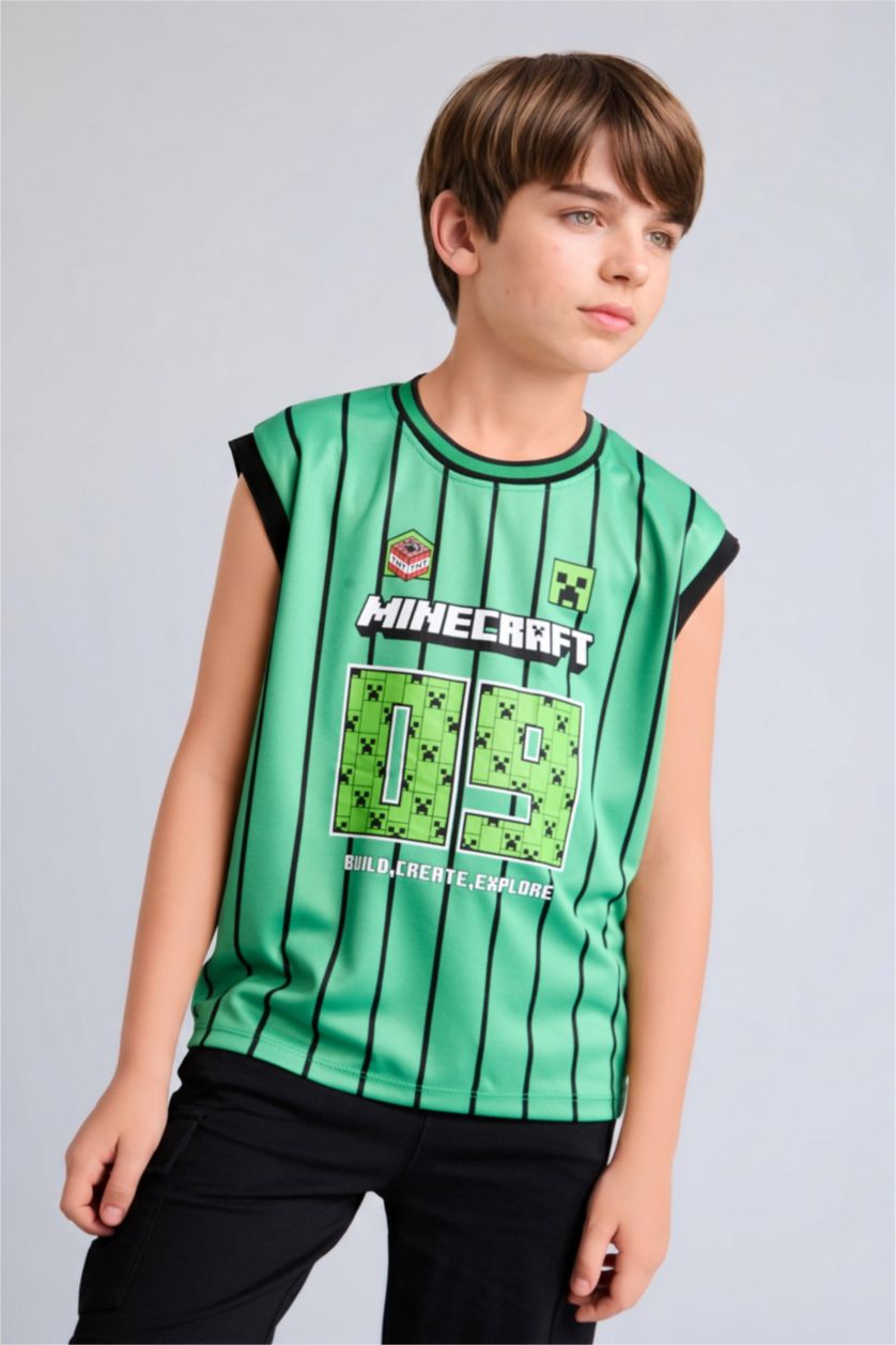 Erkek Çocuk - Genç Erkek Yeşil Minecraft Atlet Erkek Çocuk