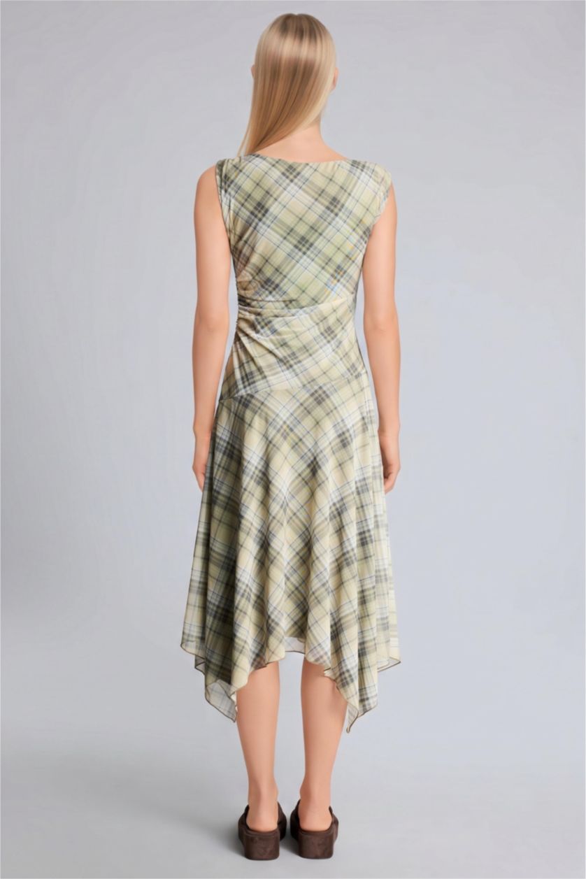Women Ecru Tulle Midi Dress