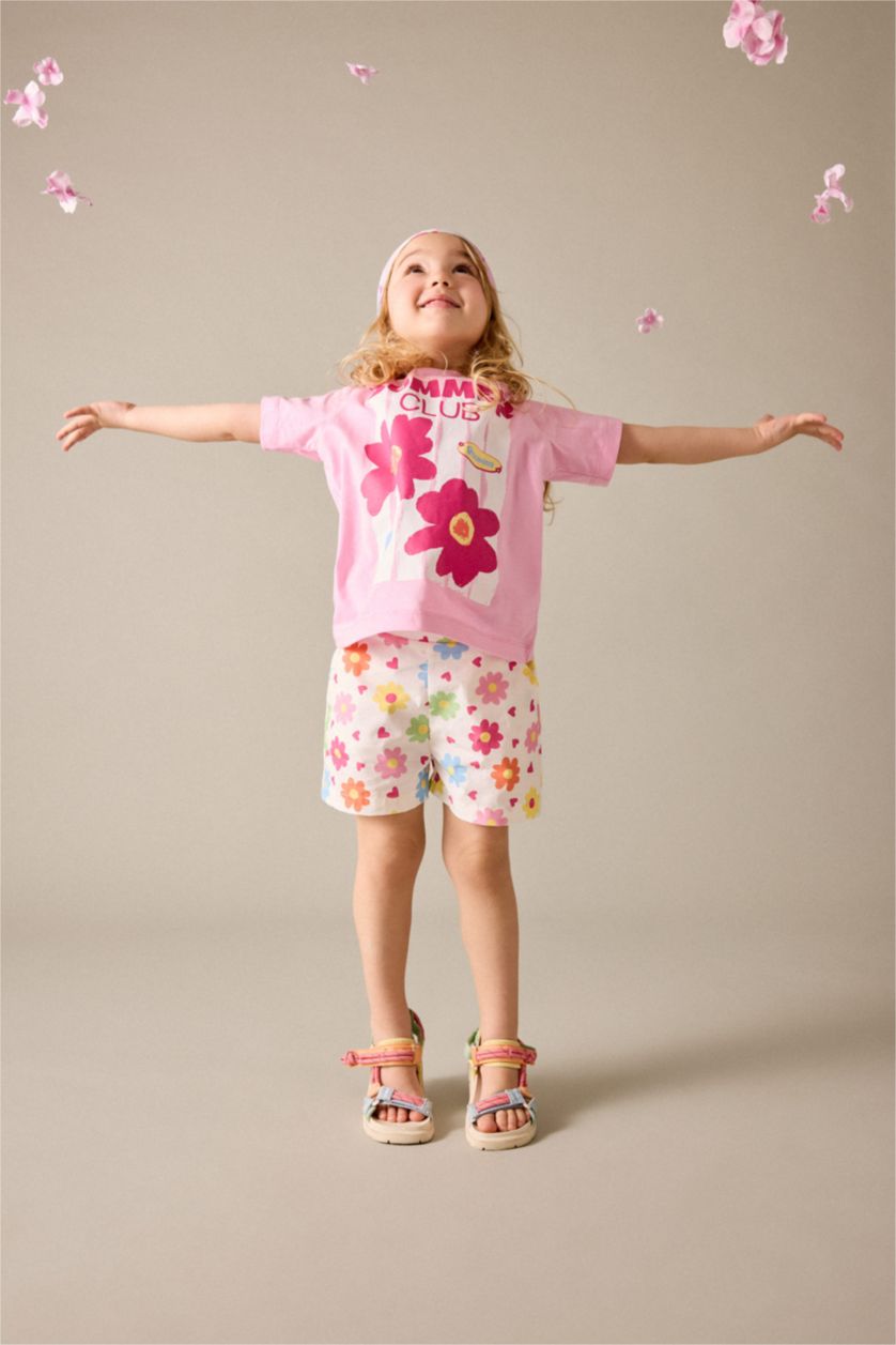 Baby Girls Light Pink Baby Girl 2 piece Regular Fit Crew Neck Flower Set