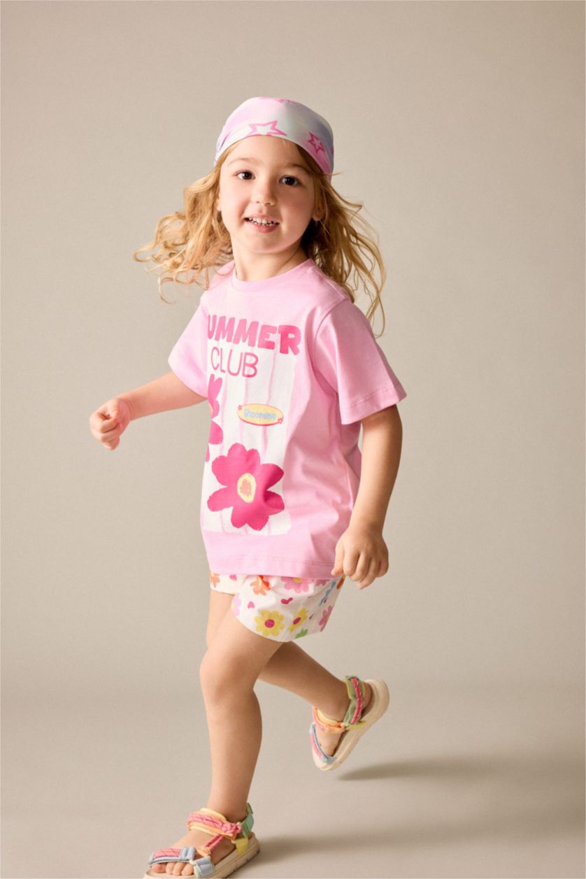 Baby Girls Light Pink Baby Girl 2 piece Regular Fit Crew Neck Flower Set