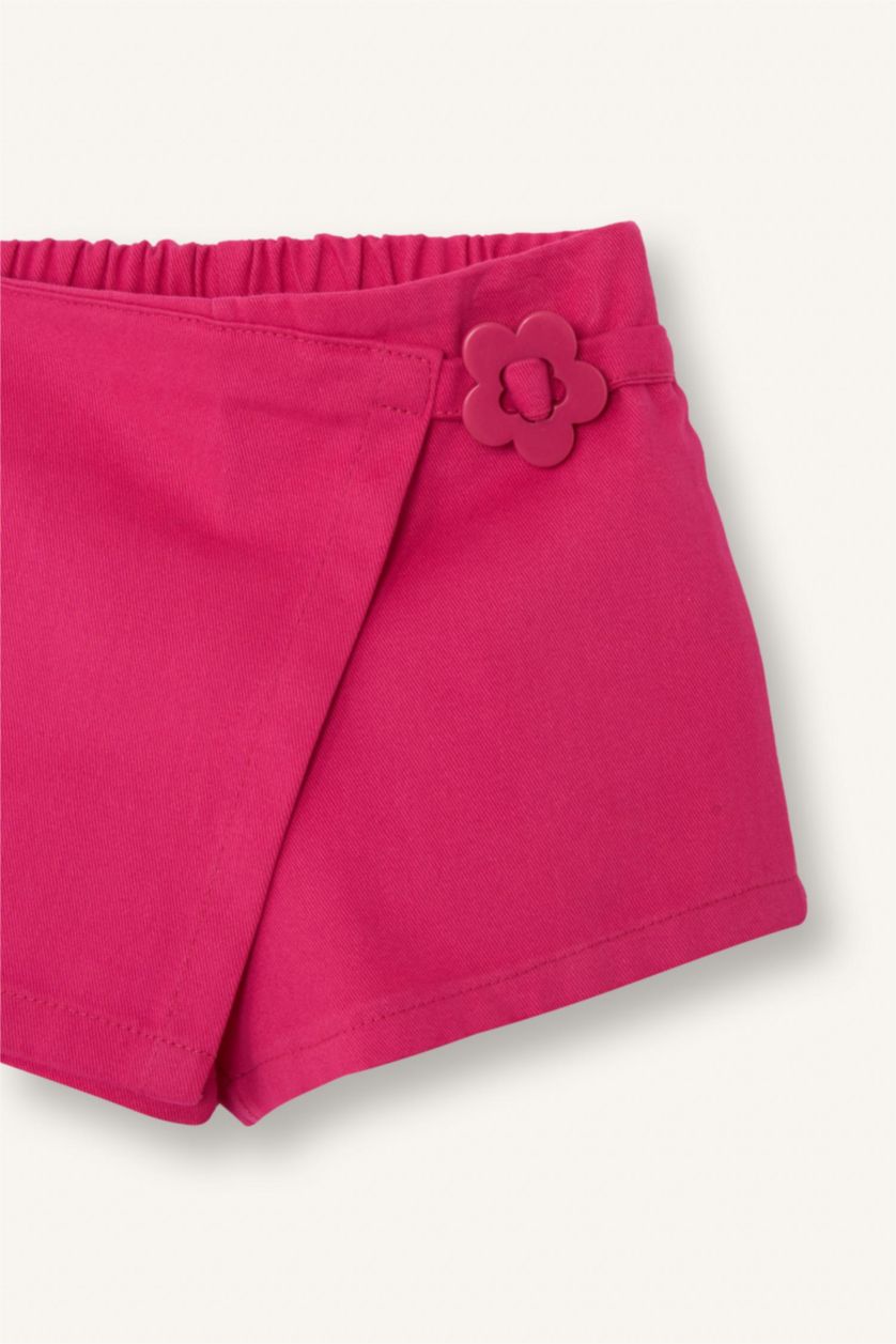 Kız Bebek Pembe %100 Pamuk Basıc Düz Twill Etek Kız Bebek