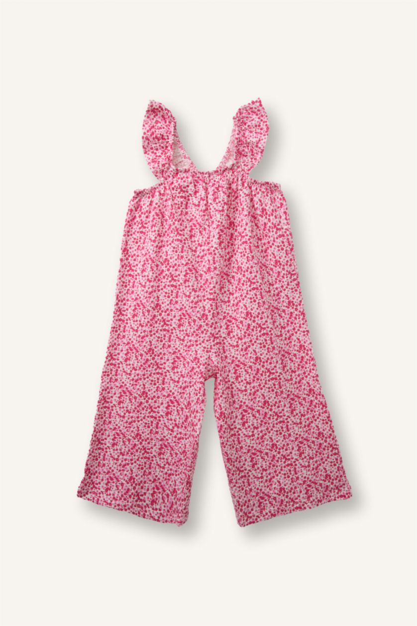 Kız Bebek Pembe %100 Pamuk Kız Bebek Floral Bürümcük Tulum