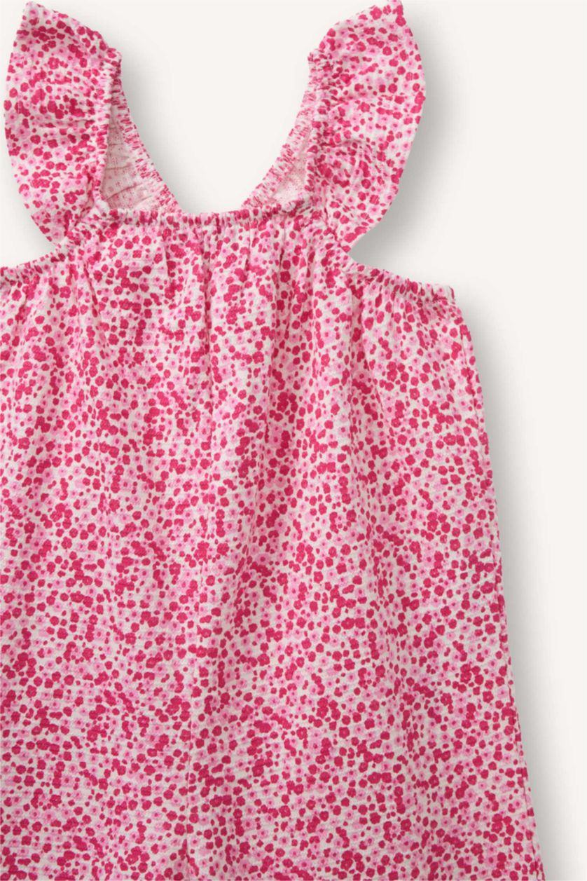 Kız Bebek Pembe %100 Pamuk Kız Bebek Floral Bürümcük Tulum