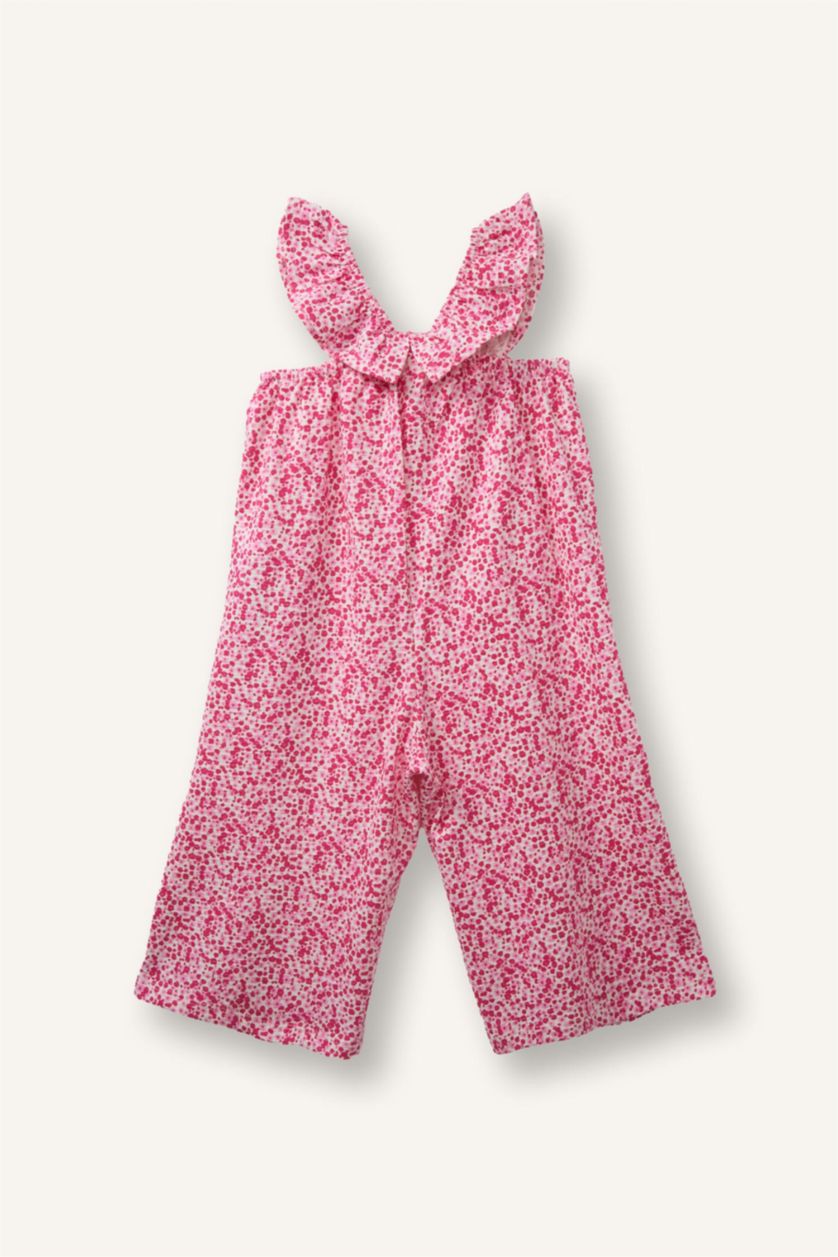 Kız Bebek Pembe %100 Pamuk Kız Bebek Floral Bürümcük Tulum