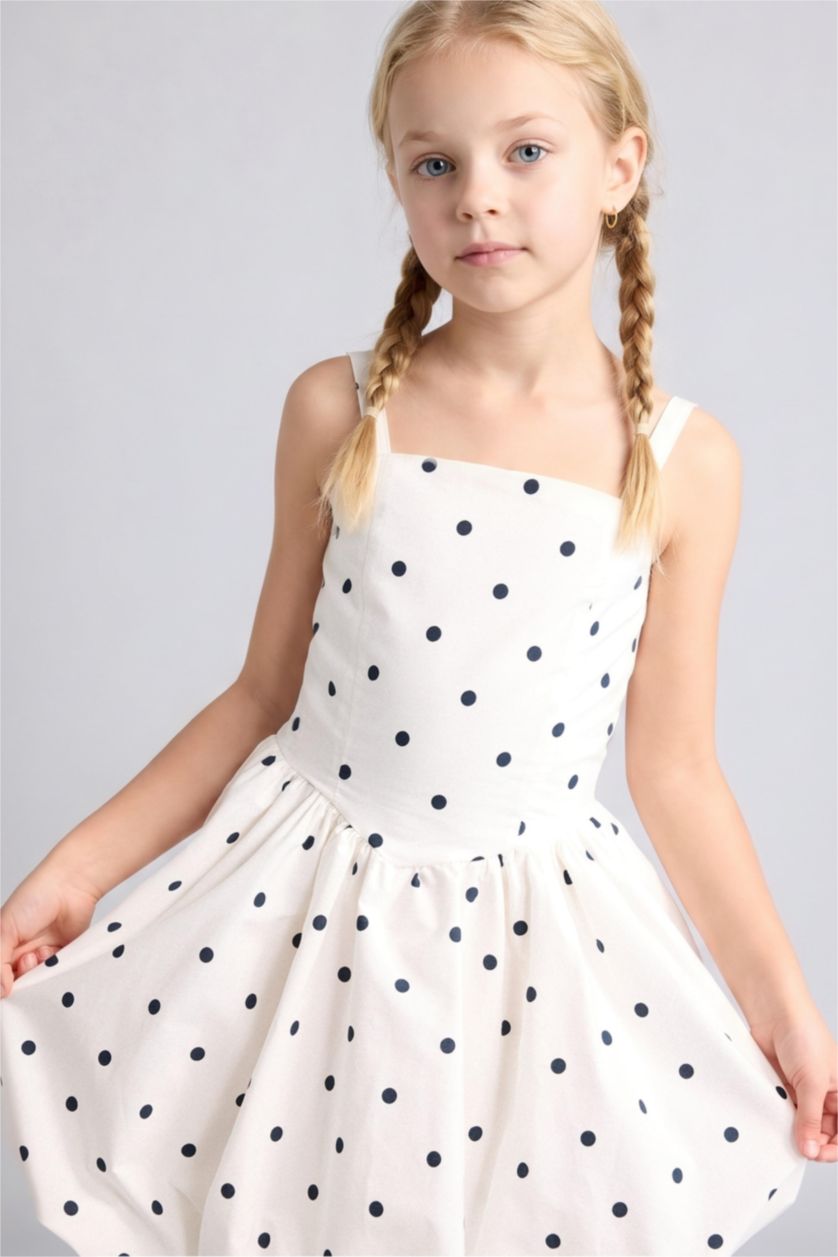 FILLES Blanc Robe en popeline à bretelles pour fille