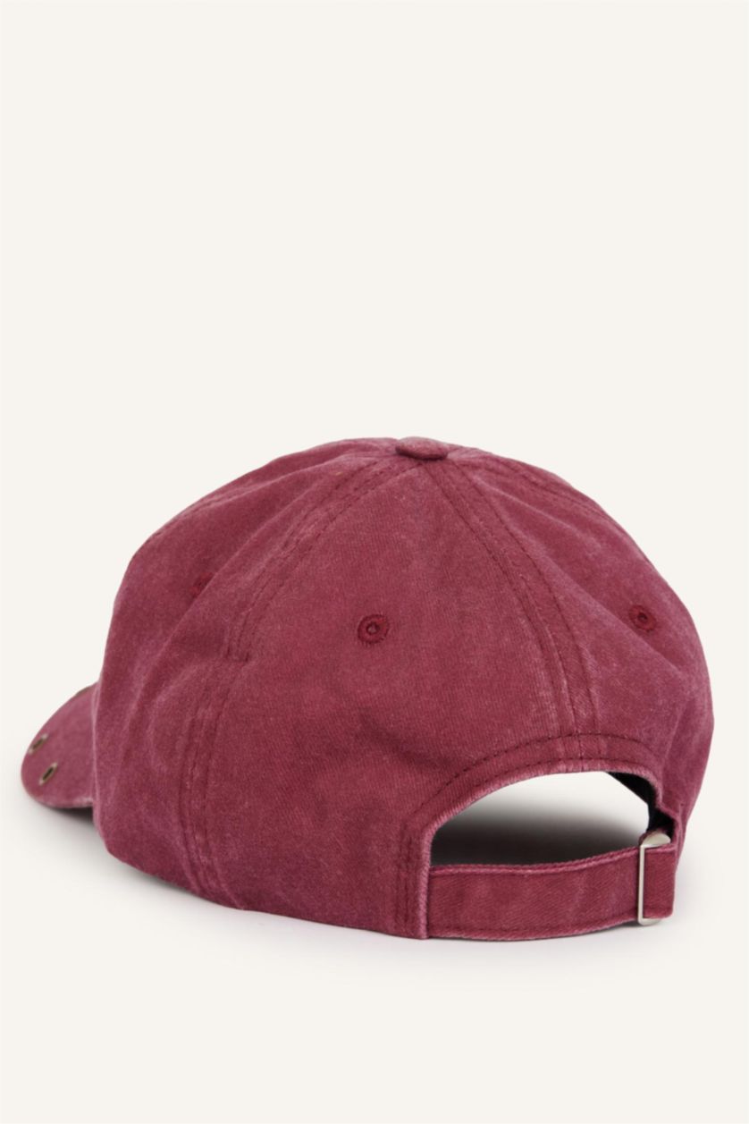 Kadın Bordo Kadın Yıkamalı Jean Cap Şapka