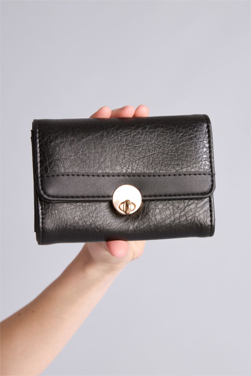 Kadın Siyah Suni Deri Cüzdan
