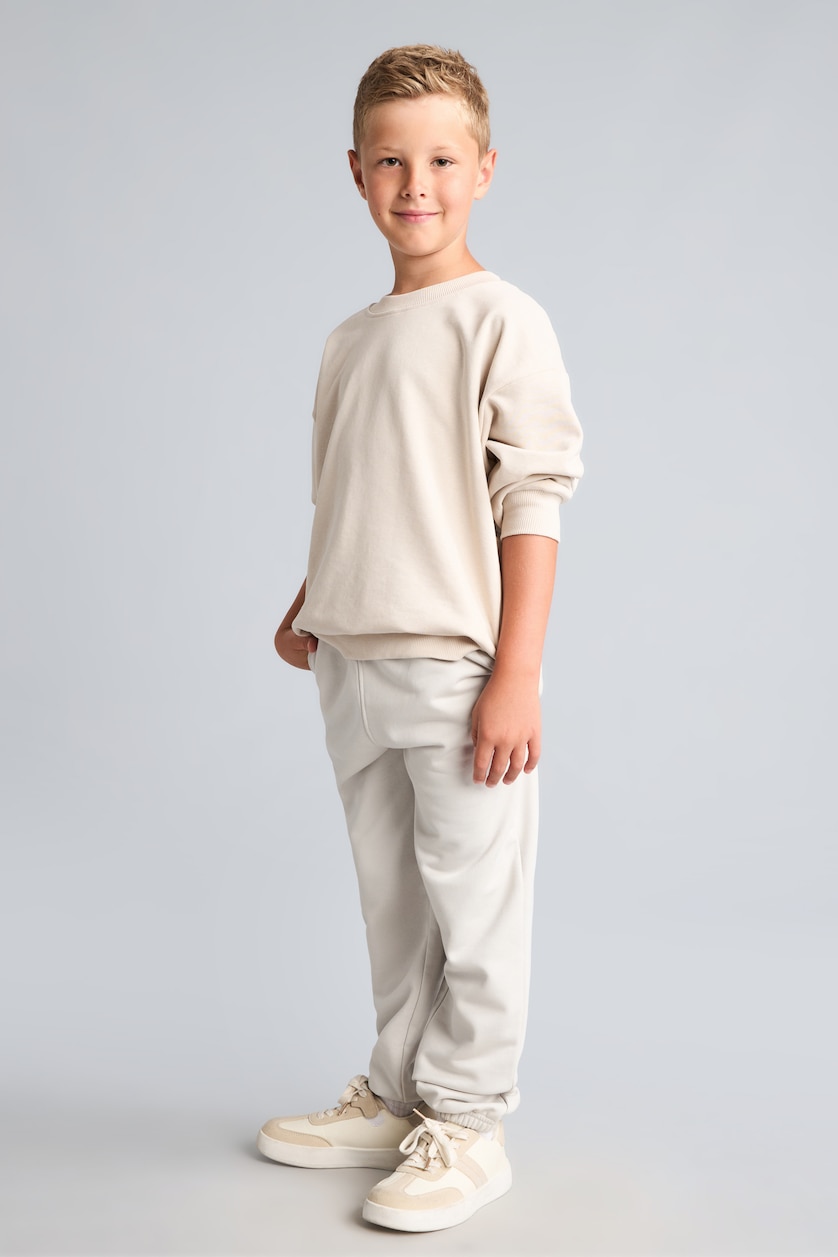 Boys & Teens Light Grey Boy Elastic Waist Patch Detail Sweatpants
