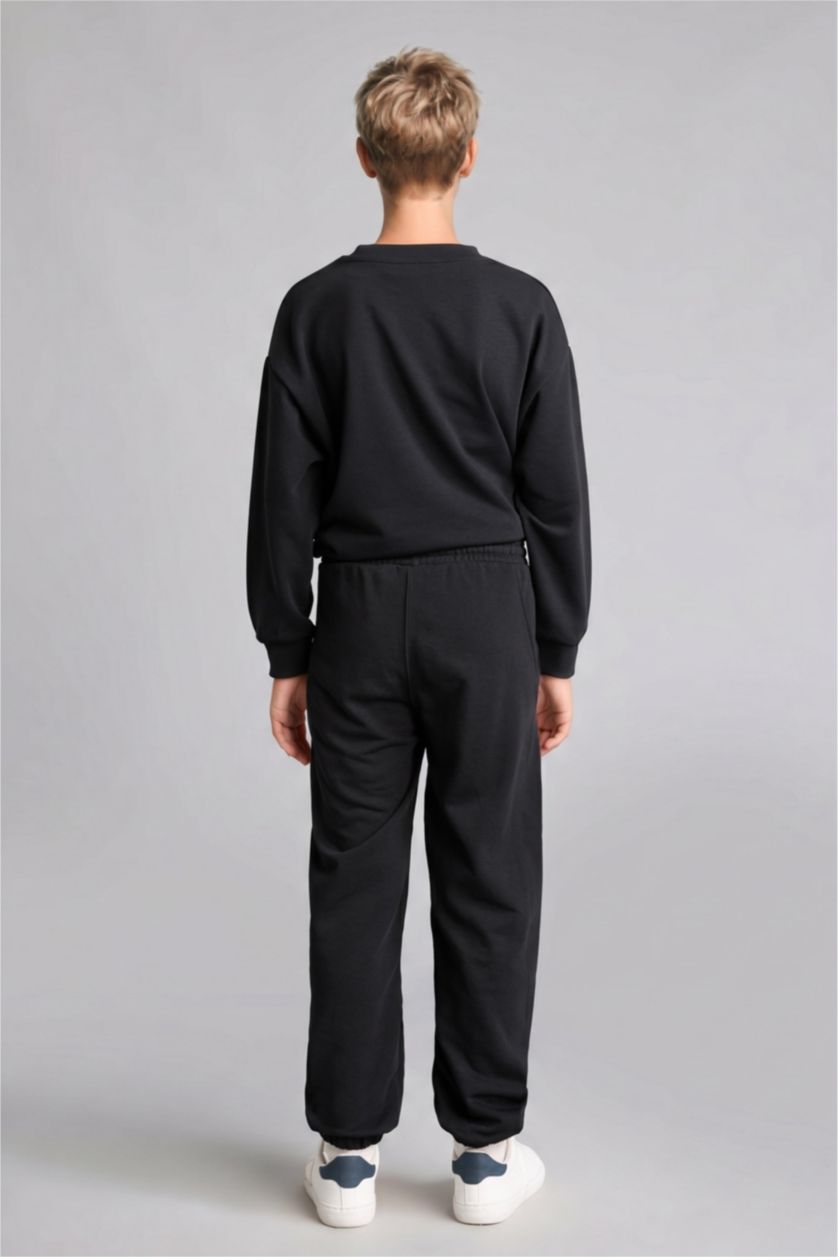 Erkek Çocuk - Genç Erkek Siyah Oversize Eşofman Altı Erkek Çocuk