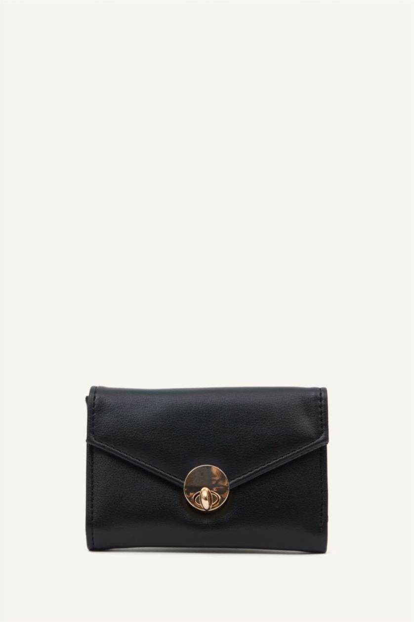 Kadın Siyah Kadın Fularlı Suni Deri Cüzdan