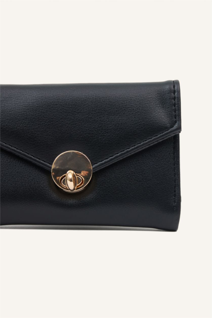 Kadın Siyah Kadın Fularlı Suni Deri Cüzdan