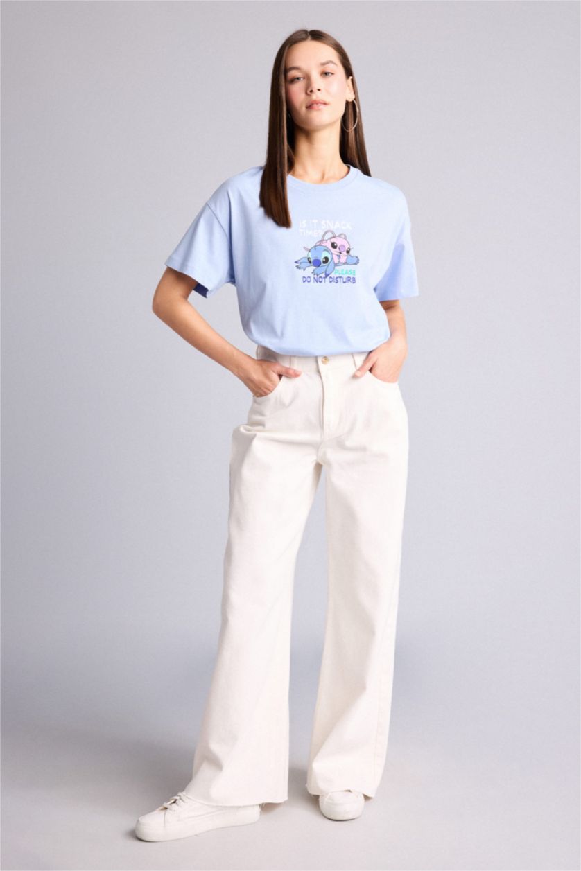 Women Light Blue Oversize Fit Short Sleeve T-Shirt