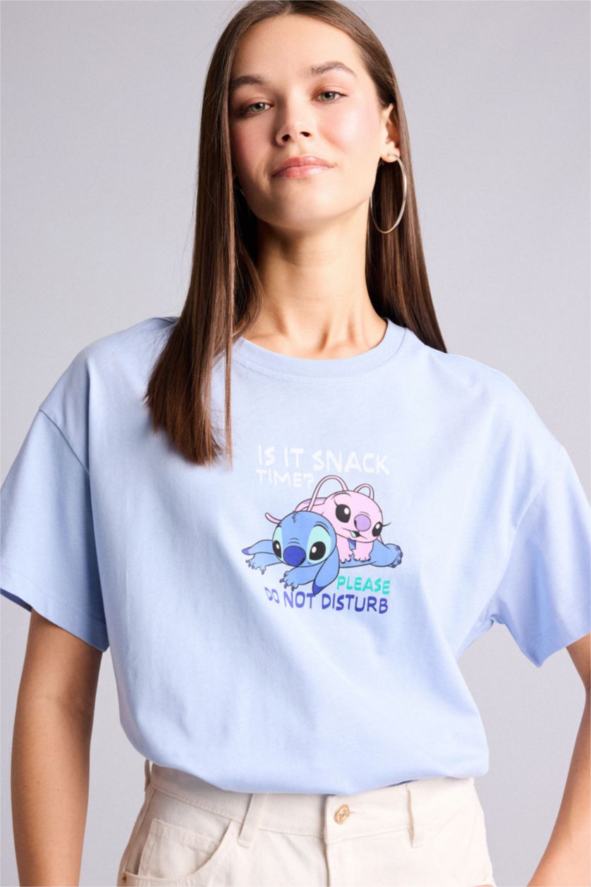 Women Light Blue Oversize Fit Short Sleeve T-Shirt