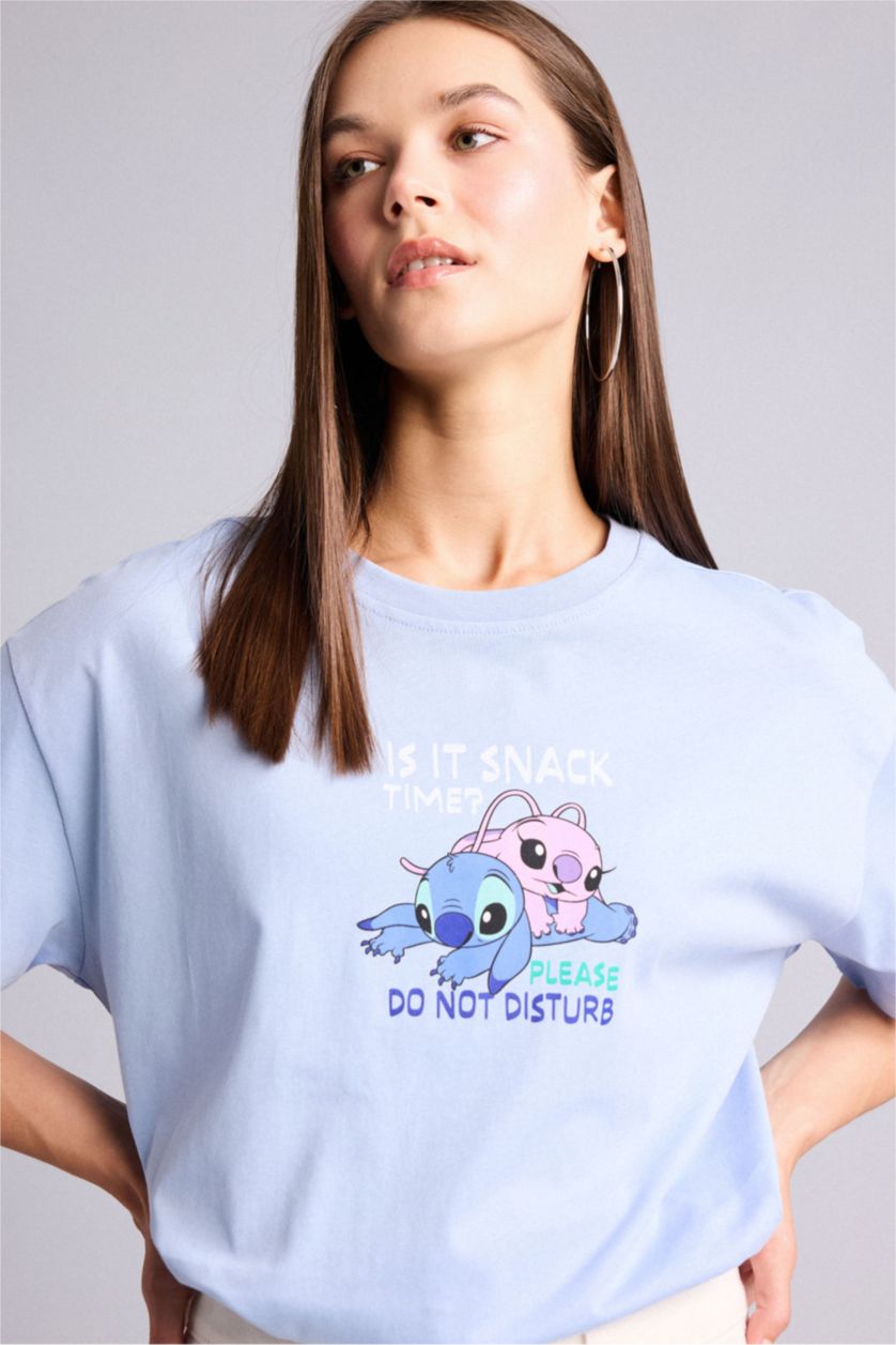 Women Light Blue Oversize Fit Short Sleeve T-Shirt