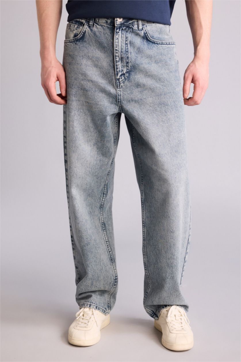 Erkek Açık Mavi Baggy Fıt Pantolon