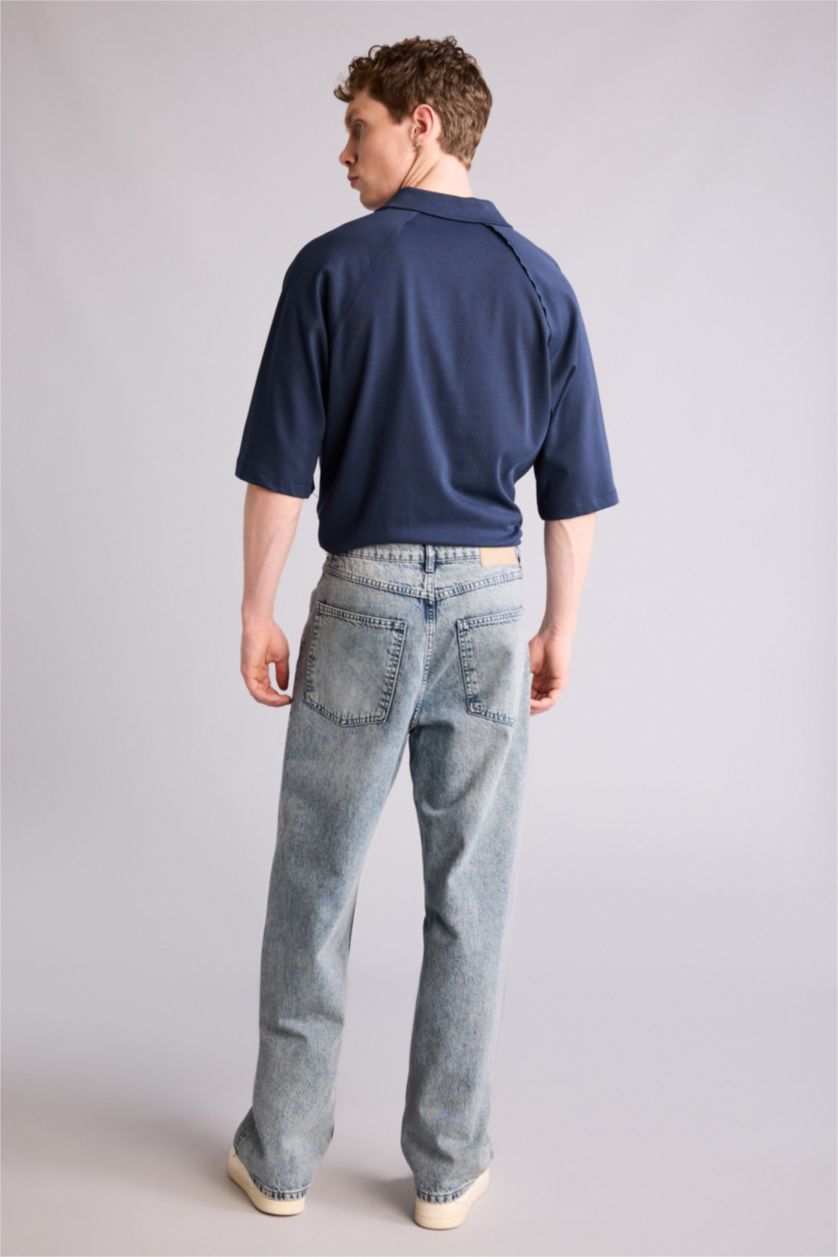 Erkek Açık Mavi Baggy Fıt Pantolon