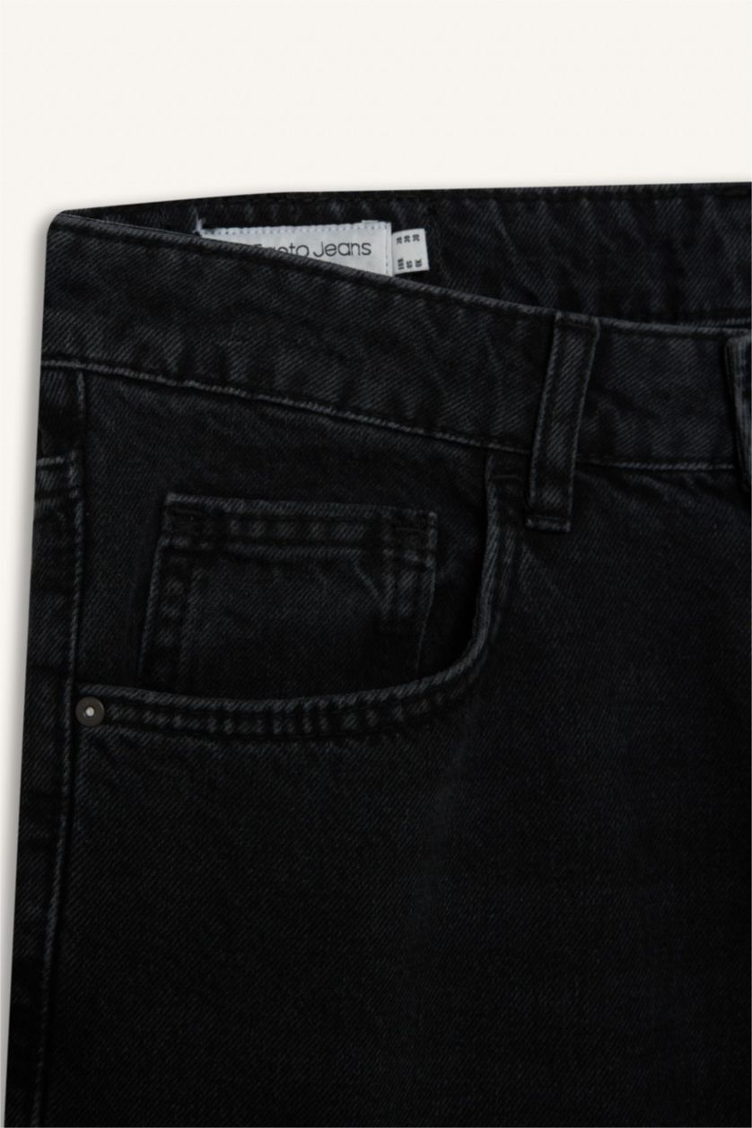 رجال أسود بنطرون فلير فيت برجل واسع