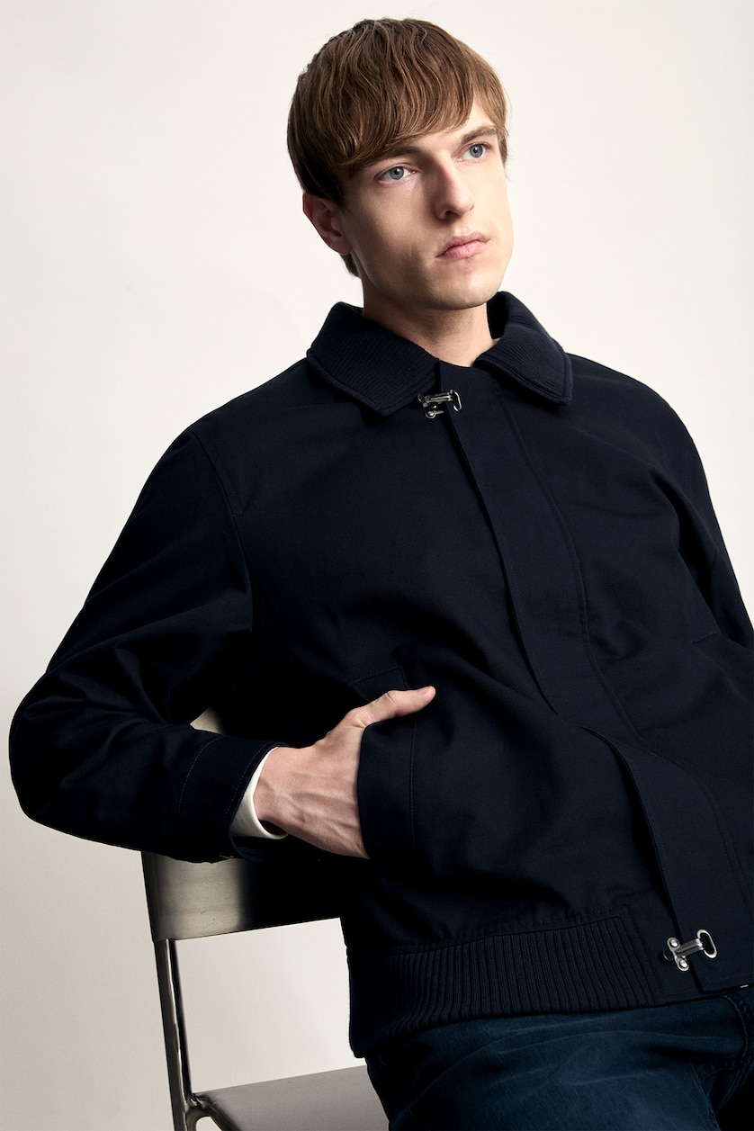 Men NAVY Zipper Puffer Jacket