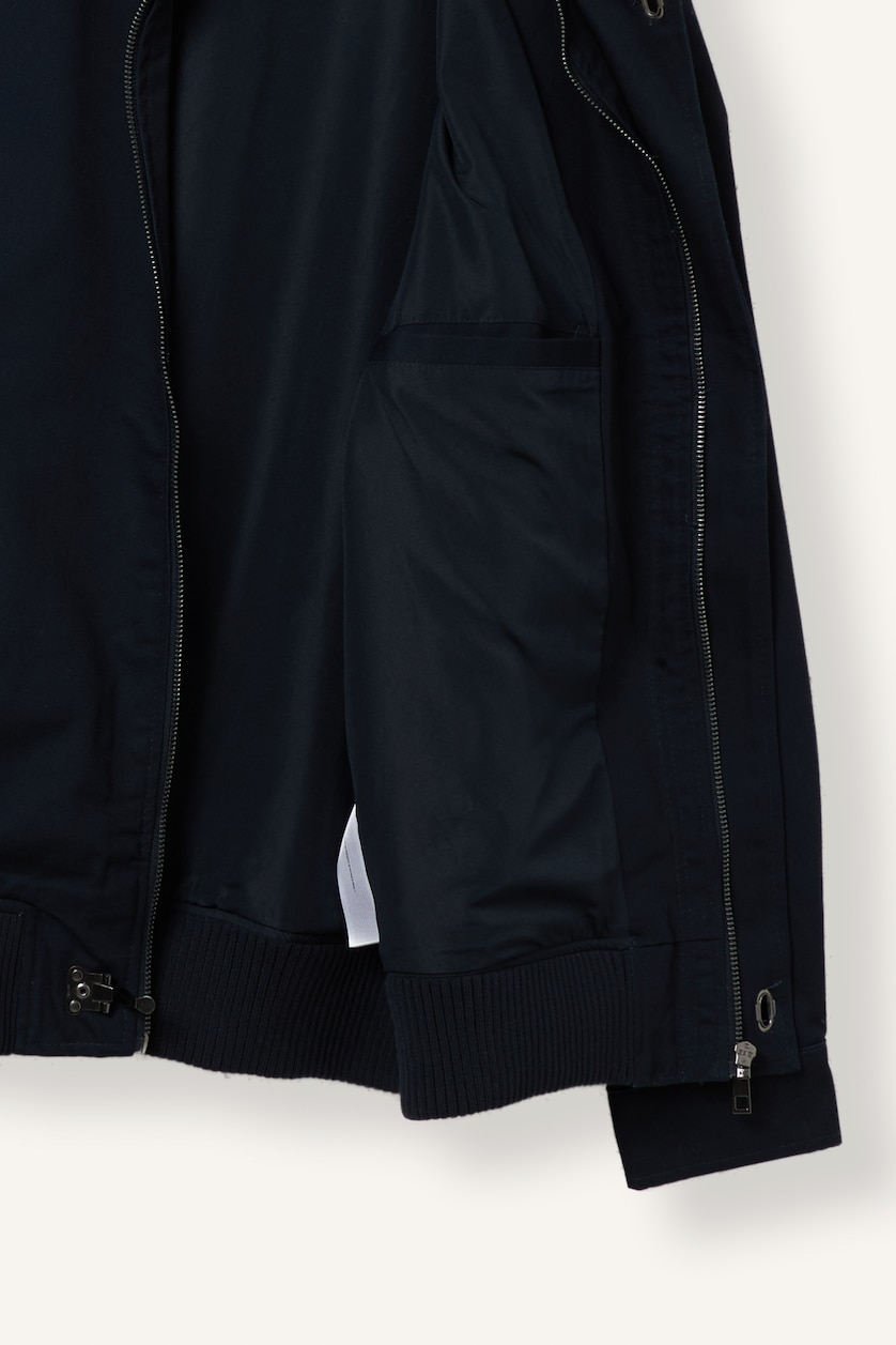 MAN NAVY 100% Cotton Regular Fit Shirt Collar Long Sleeve Zip-Up Jacket
