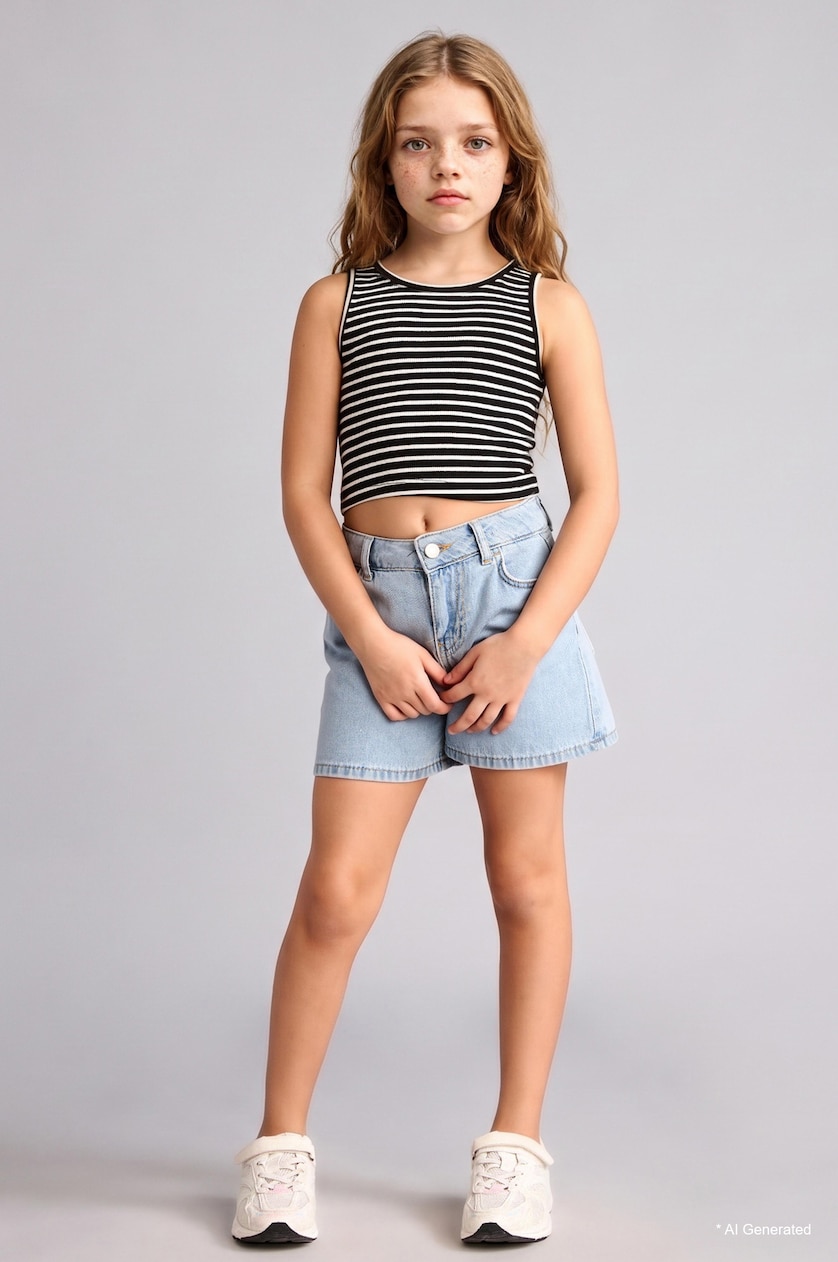 GIRLS & TEENS Black Girl Printed Ribana Tank Top