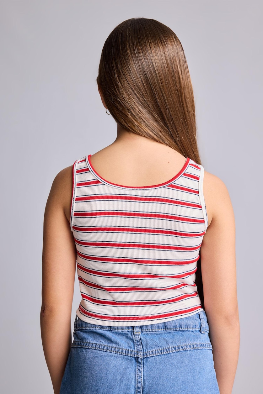 GIRLS & TEENS Red Girl Printed Ribana Tank Top
